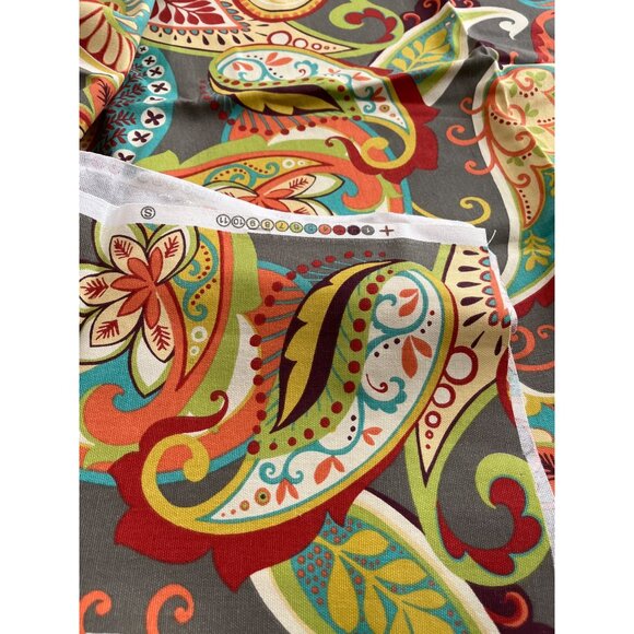 Vibrant yellow green orange blue paisley fabric - Picture 2 of 2